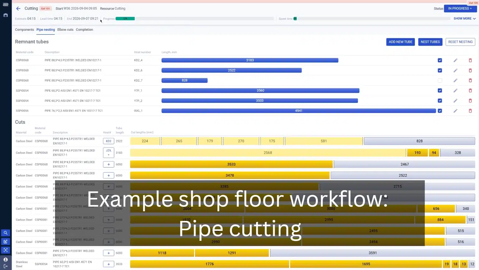 Pipe cutting workflow