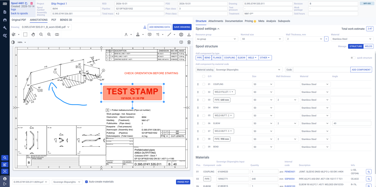 PDF Drawing Annotation for Pipe Spools - PipeCloud